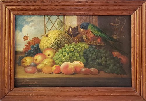 Alexander Melville Jr. Oil on Canvas, "Fruit Still Life", circa 1872