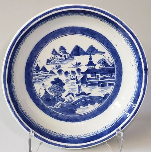 19th Century Chinese Canton Blue and White Pie Plate