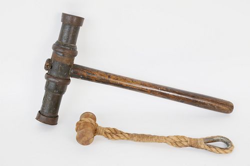 Two Ship's Tools: Cooper's Mallet and Hemp Grip