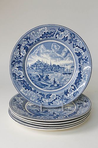 6 "Historic America View of Boston" Porcelain Plates