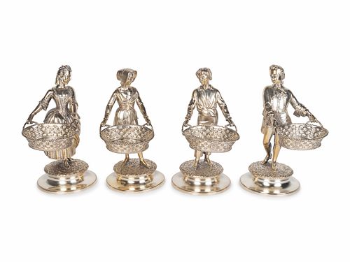Set of Four Victorian Silver Figural Salts
Height 7 1/2 inches.