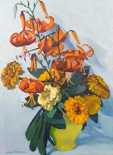 Jane Peterson
(American, 1876-1965)
Tiger Lilies and Zinnias