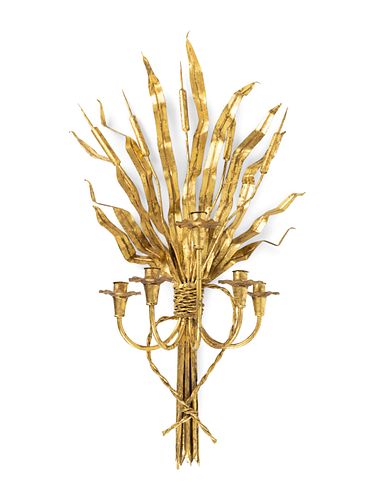 A Louis XVI Style Gilt-Metal Five-Light Sconce
Height 36 x width 17 1/2 inches.