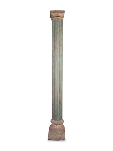 A Pair of Anglo-Indian Green-Painted Wood Architectural Columns
Height 117 x diameter 12 inches.