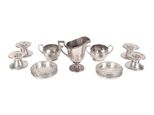 Thirteen American Silver Table Articles
Height of Tiffany creamer, 5 inches.