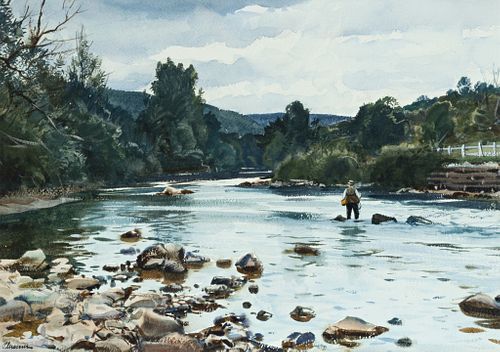 Ogden M. Pleissner (1905-1983) Fishing on the Battenkill