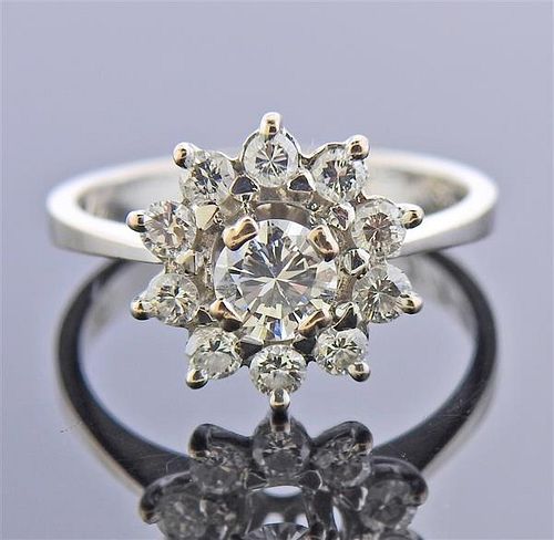 Mid Century 18K Gold Diamond Cluster Ring