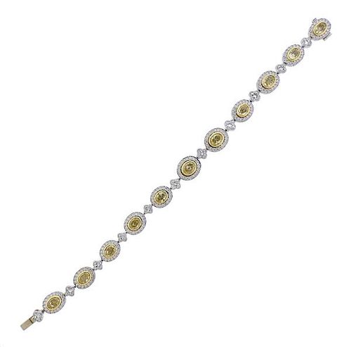 Michael Beaudry Platinum 18K Gold Fancy White Diamond Bracelet