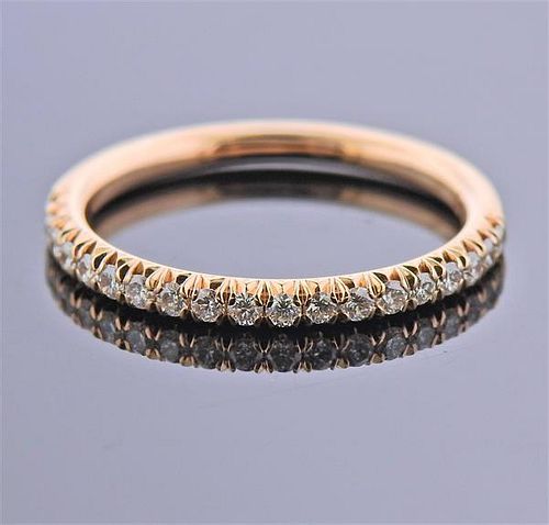 14k Rose Gold Diamond Half Wedding Band Ring 