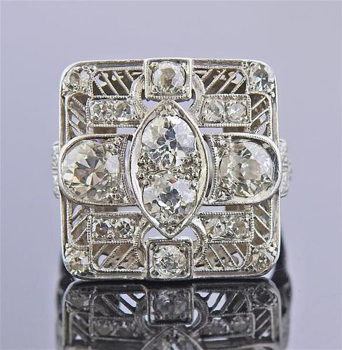 Art Deco Platinum Diamond Ring 