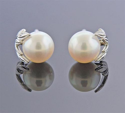 Mikimoto 18k Gold Pearl Stud Earrings 