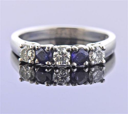 Platinum Diamond Sapphire Band Ring