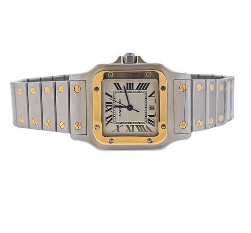 Cartier Santos Galbee 18k Gold Steel Watch 1566