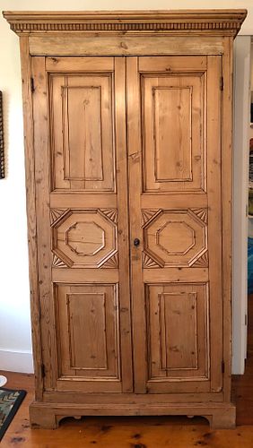 Antique English Pine Two-Door Pantry Cupboard, 19th Century