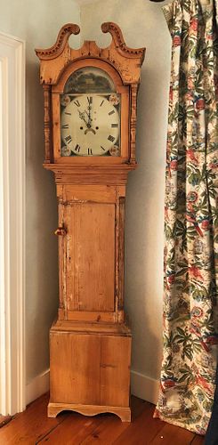 19th Century English Pine Grandfather's Clock