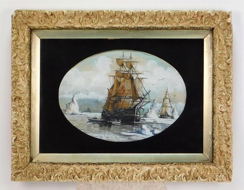 William Bradford Arctic Maritime Gouache Painting