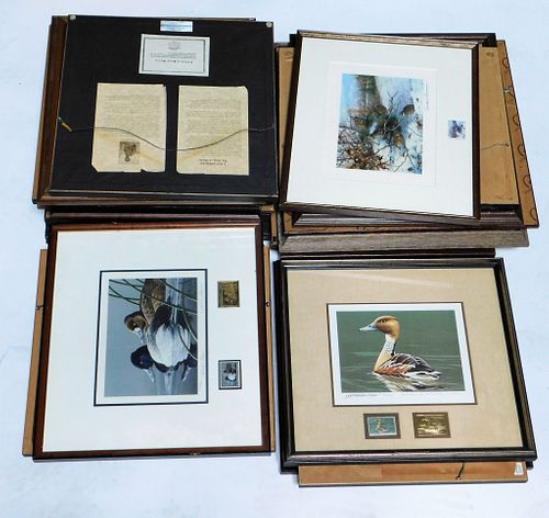 25PC Water Fowl Lithograph & Stamp Collection