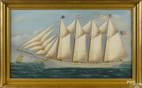 Reginald Eugene Nickerson (American 1915-1999), oil on canvas sail ship portrait