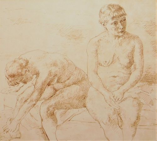 Robert Brackman Nude Figure Study Ink Drawing
