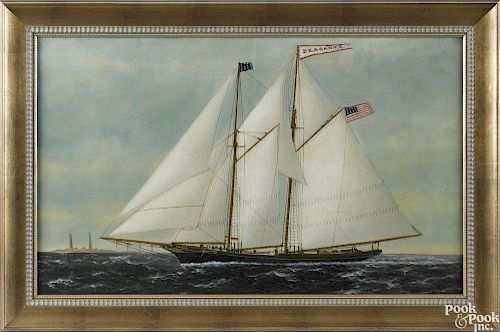 Attributed to William Pierce Stubbs (American 1842-1909), oil on canvas portrait of the schooner