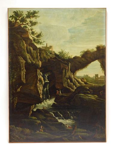 Aft. Joseph Vernet Waterfall Landscape Painting