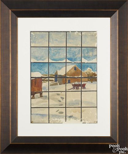 Andrew Wyeth (American 1917-2009), watercolor and pencil, titled Dollhouse Window, signed