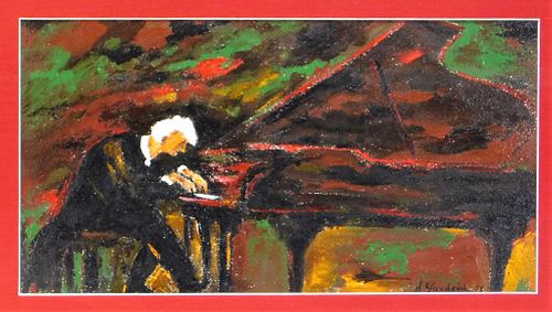 Modernist Piano Player Painting