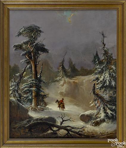 Franklin Dullin Briscoe (American 1844-1903), oil on canvas winter landscape