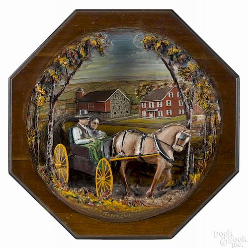 Aaron Zook (American 20th c.), carved and painted diorama of an Amish family