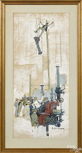 Henry James Soulen (American 1888-1965), oil on board industrial illustration, signed lower right