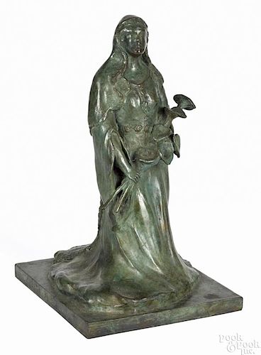 Stella Elkin Tyler (Philadelphia, Pennsylvania 1884-1963), patinated bronze of a woman