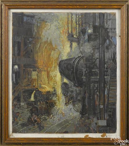 Henry James Soulen (American 1888-1965), oil on board industrial illustration, signed lower left