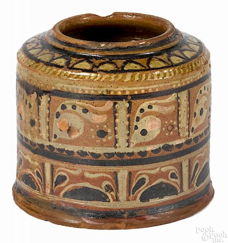 Montgomery County, Pennsylvania redware canister, ca. 1800