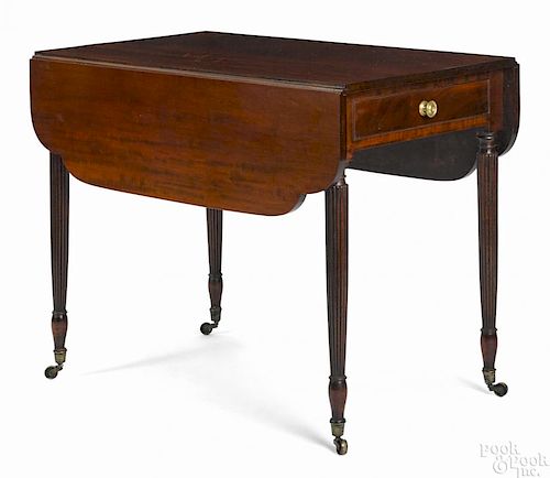 New York Sheraton mahogany Pembroke table, ca. 1810, 28 1/2'' h., 21 3/4'' w., 36'' d.
