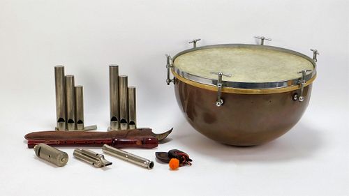 8PC Copper Drum & Whistle Instrument Group