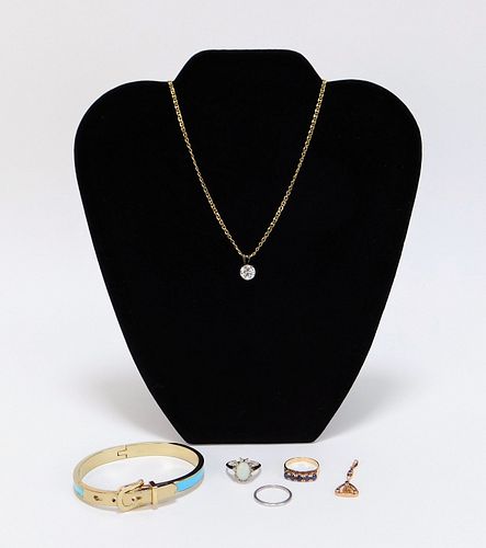 6PC Gold Sapphire Topaz Opal Jewelry Group