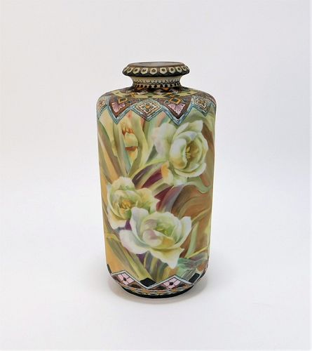 Nippon Hand Painted Floral Vase