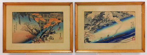 2 Utagawa Hiroshige Spring Woodblock Prints