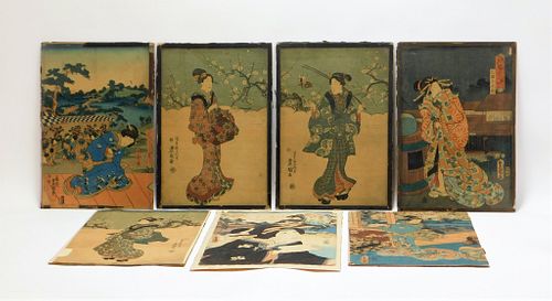 7PC Utagawa Kunisada Geisha Woodblock Prints