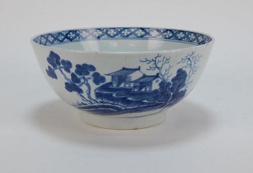 18C Chinese Canton Blue and White Landscape Bowl