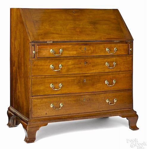 New England cherry Chippendale slant front desk, late 18th c., 41 3/4'' h., 37'' w.