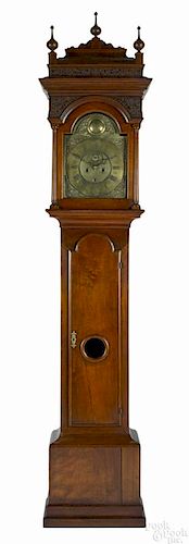 Philadelphia Queen Anne walnut tall case clock, ca. 1750
