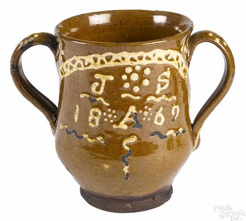 English two-handled lodge loving cup, dated 1869, initialed JAS
