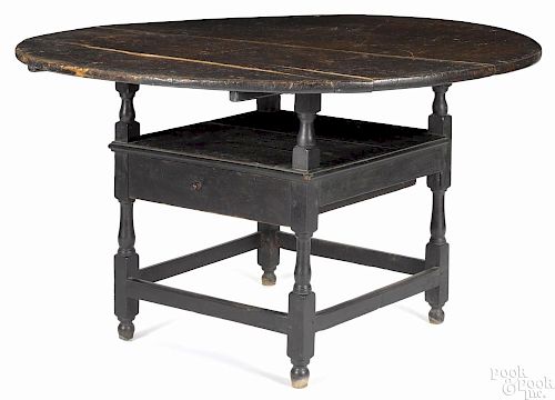 New England painted chair table, late 18th c., retaining an old black surface, 25 1/2'' h., 43'' w.