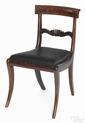 Classical mahogany saber leg dining chair, ca. 1830