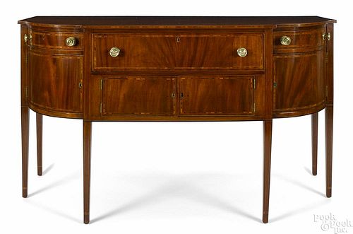 Massachusetts Federal mahogany sideboard, early 19th c., with banded edges, 40 1/2'' h., 70 1/2'' w.