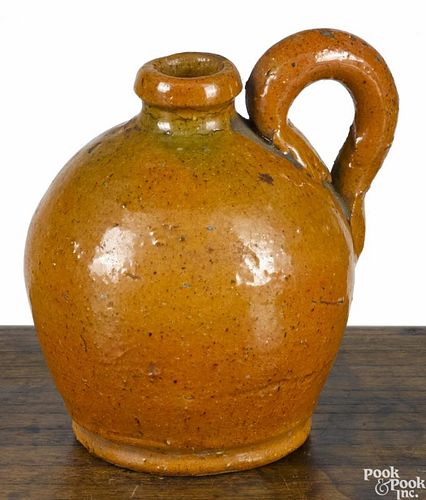 Pennsylvania miniature redware jug, 19th c., 3 1/4'' h.