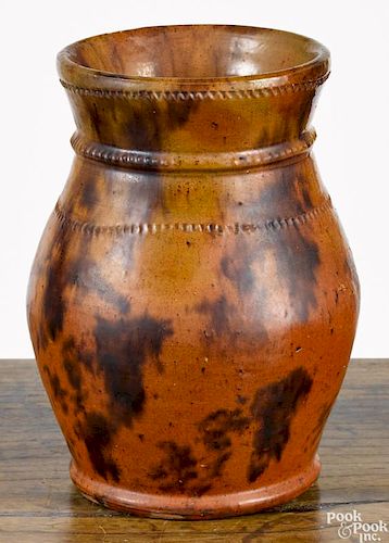 Jacob Medinger (Montgomery County, Pennsylvania 1856-1932), redware crock with manganese splash