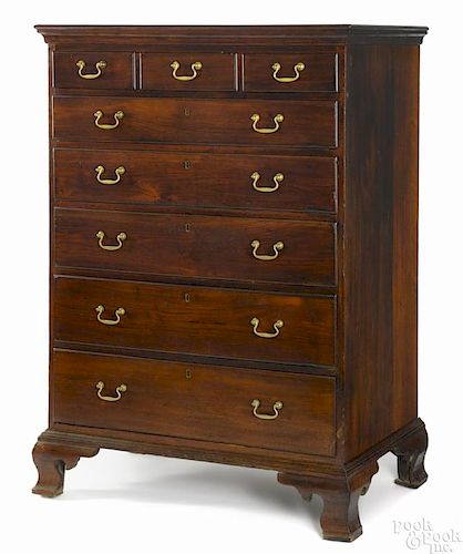 Pennsylvania Chippendale walnut semi-tall chest, ca. 1770, with three over five drawers