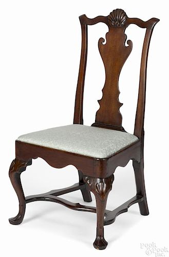 Philadelphia Chippendale mahogany side chair, late 18th c., with a shell carved crest and knees